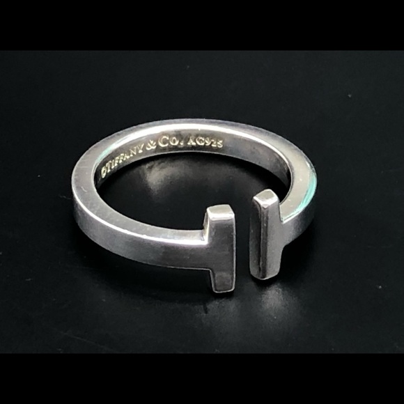 COPY - Tiffany & Co. 925 Sterling Silver Square T Ring - Picture 2 of 3